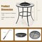 Black 23.5" Outdoor Round Fire Pit with Mesh Lid and Fire Poker